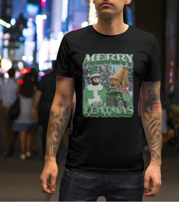 Merry Yeatmas Swag Stimulus Holiday Festive Scene With Elf And Golden Bell T-Shirt