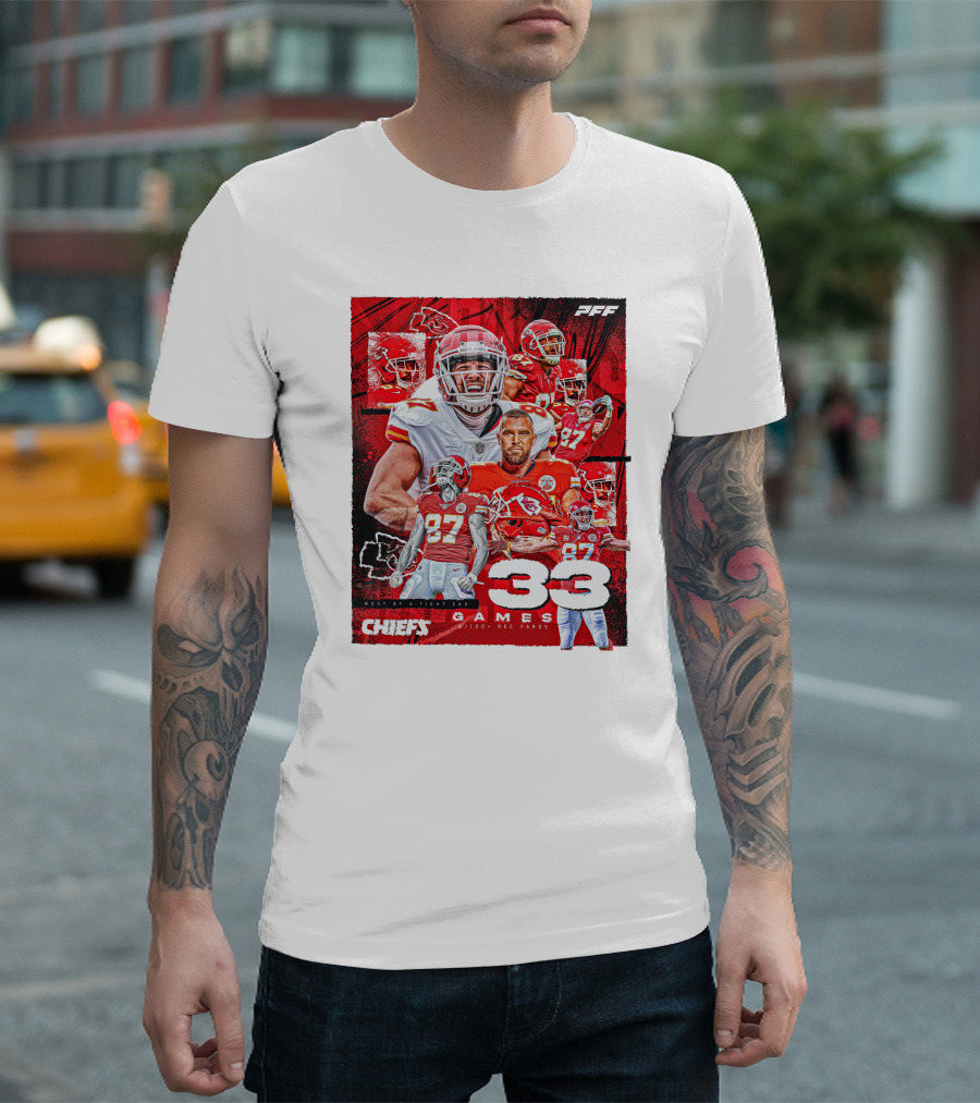 Chiefs Tight End Record 33 Games PFF Highlights T-Shirt