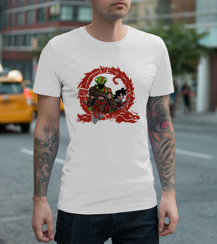 Kami Of War God Of War Crossover With Dragon Ball Z Characters T-Shirt