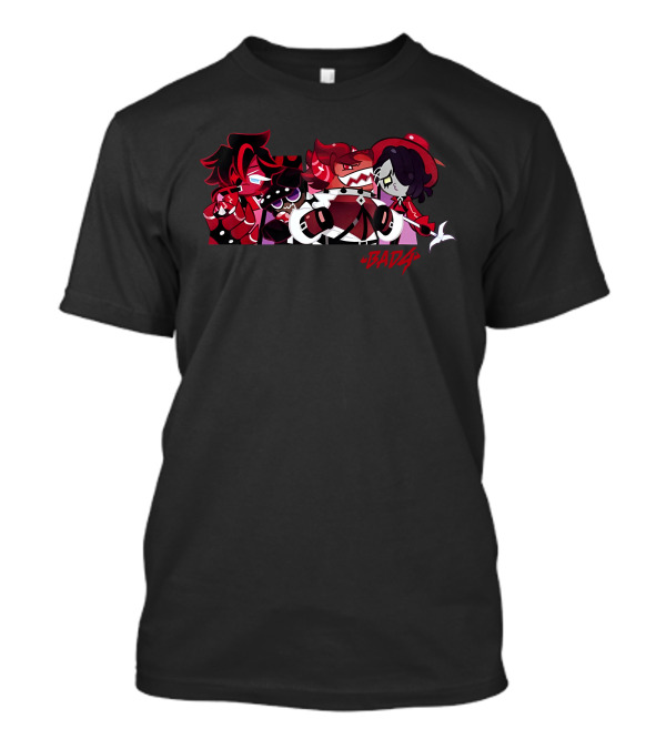 Bad4 Acid Dark Cartoon Characters Group Red And Black T-Shirt