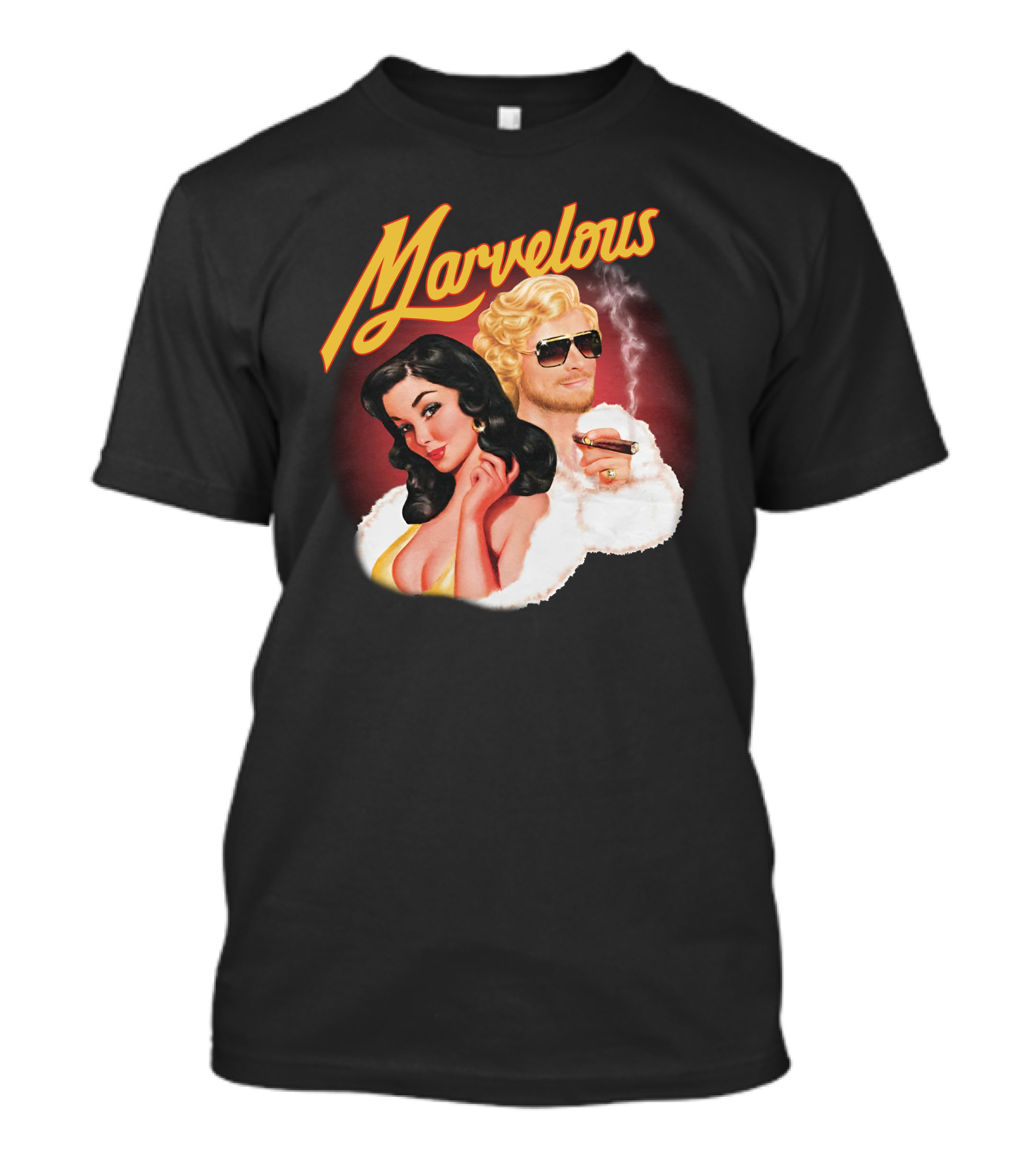 Marvelous Retro Style Couple With Cigars T-Shirt