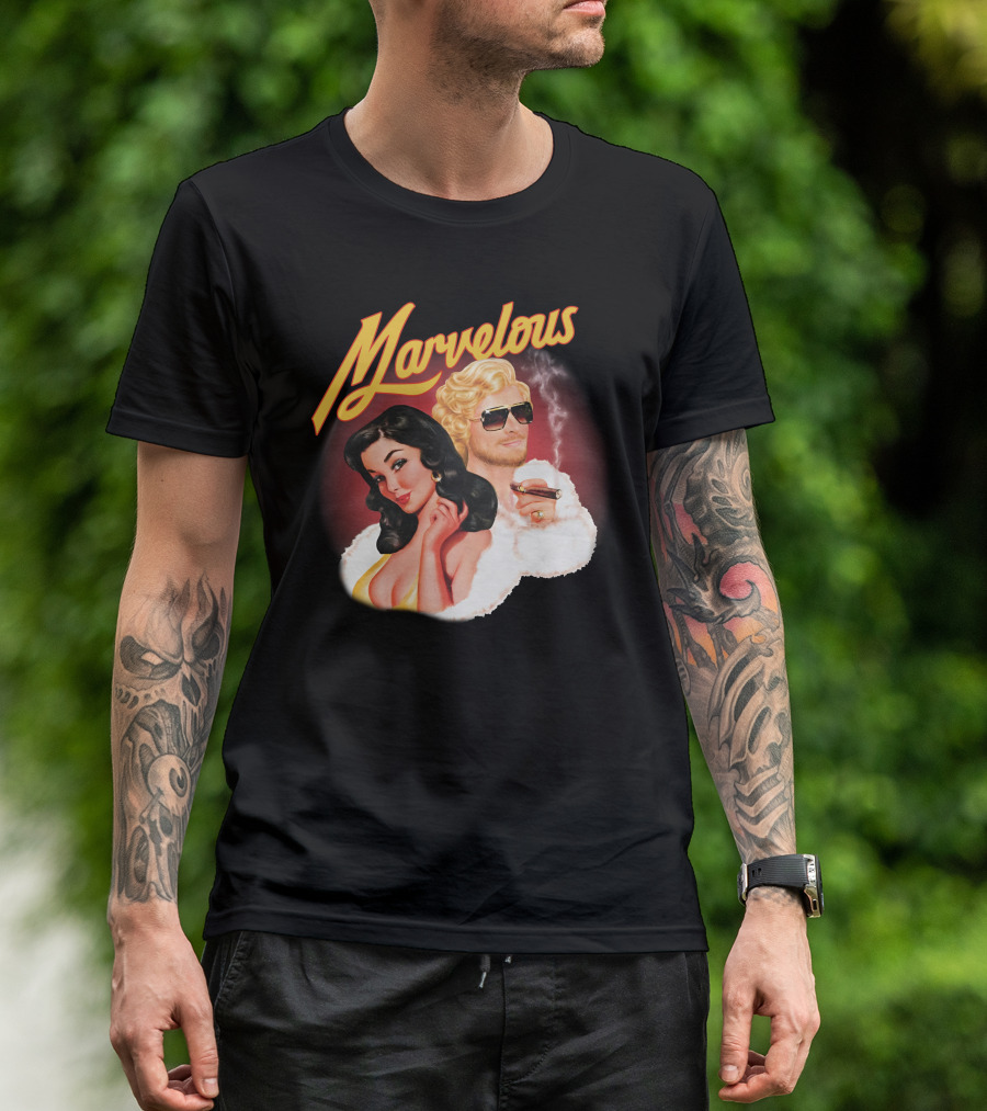 Marvelous Retro Style Couple With Cigars T-Shirt