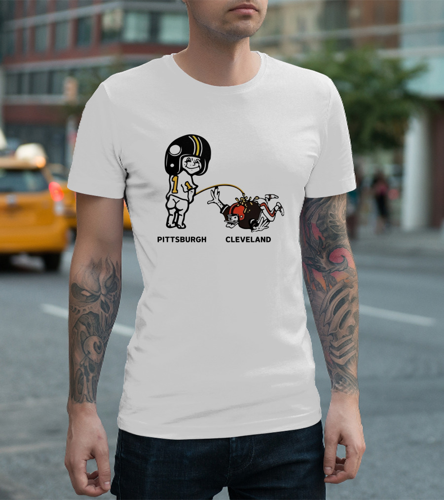 Yinzers Pittsburgh Cleveland Football Rivalry Cartoon T-Shirt