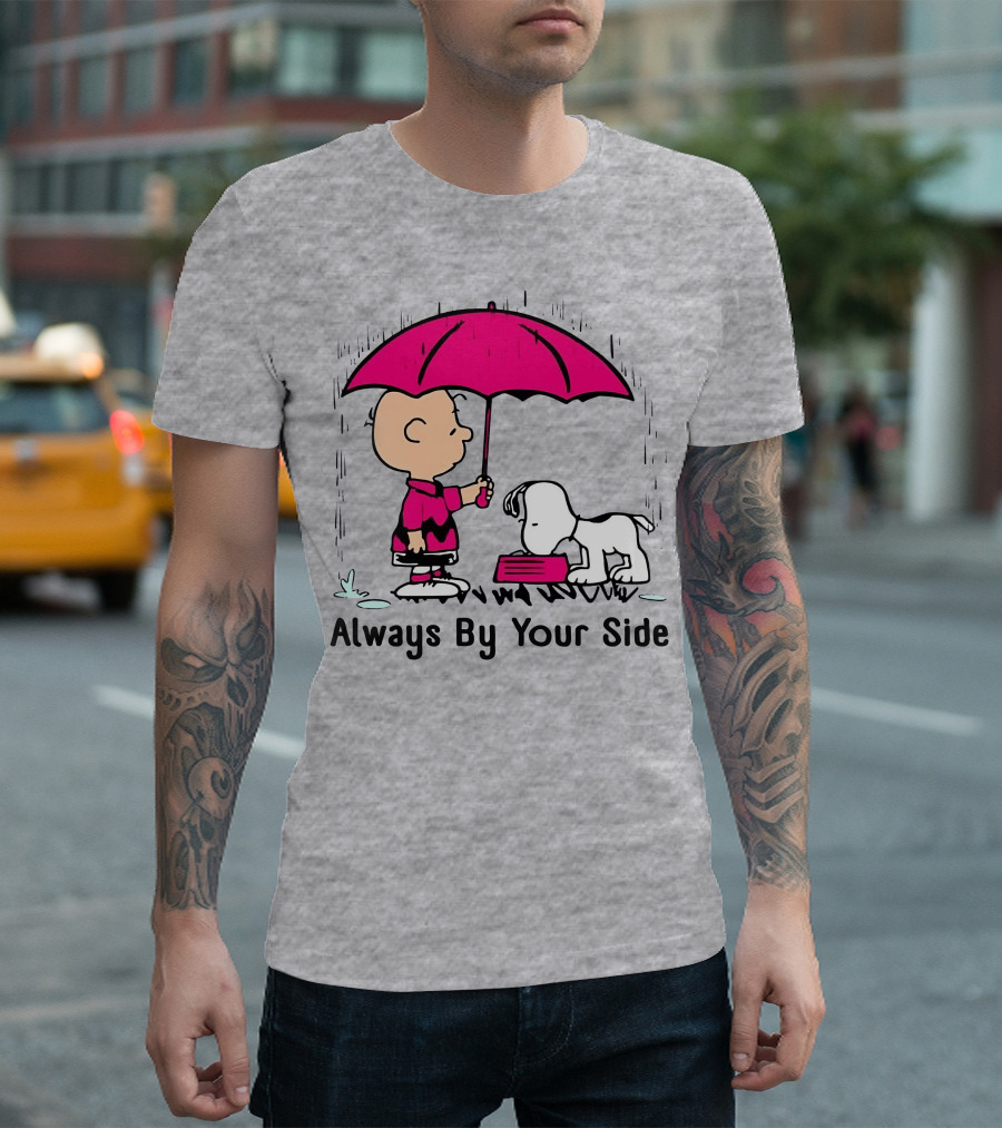 Always By Your Side Charlie Brown Snoopy Umbrella T-Shirt