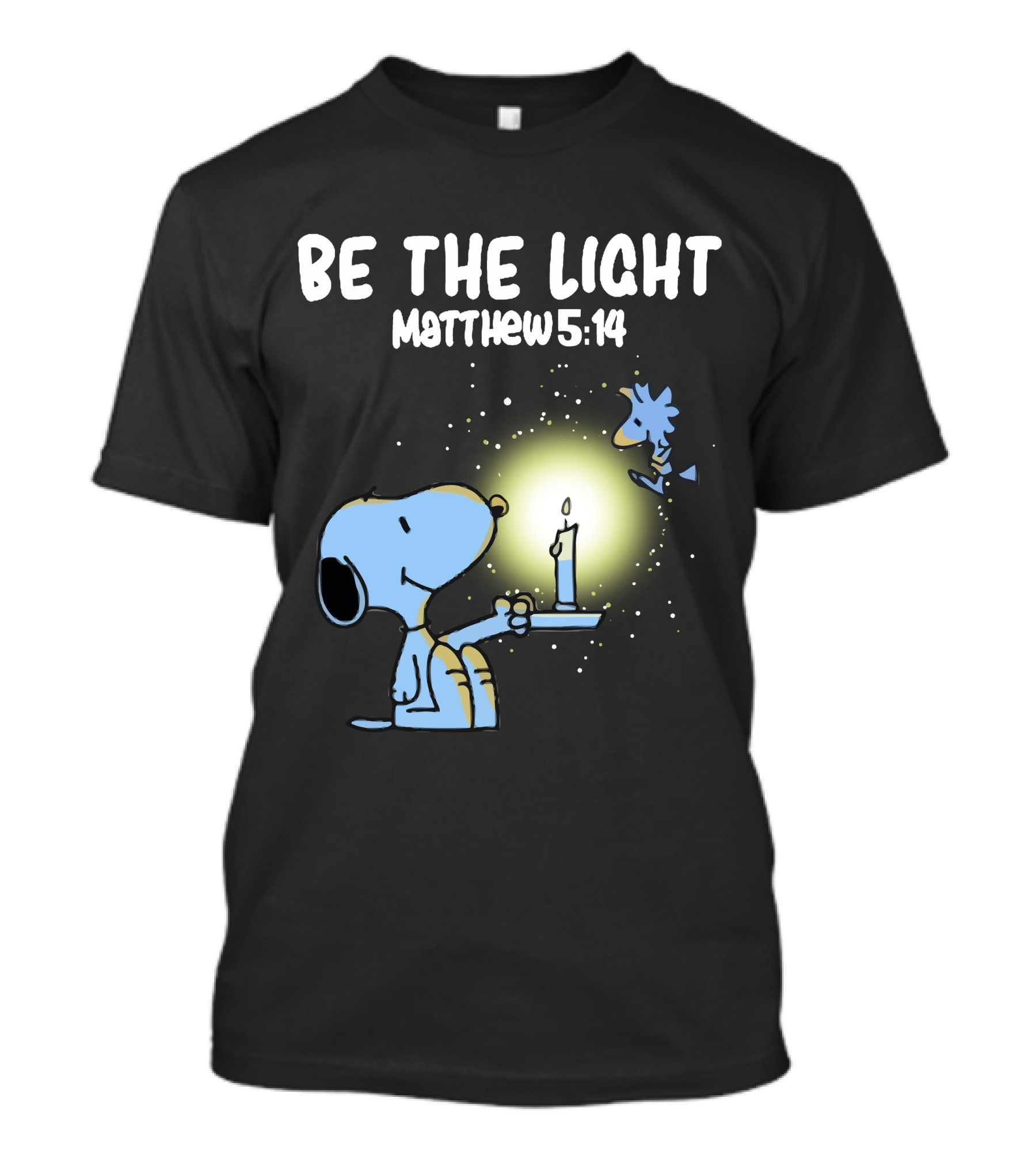 Be The Light Matthew 5:14 Snoopy Holding Candle Woodstock T-Shirt