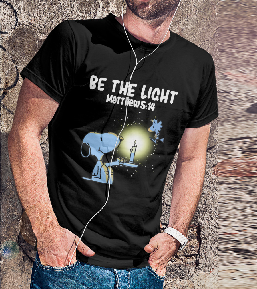 Be The Light Matthew 5:14 Snoopy Holding Candle Woodstock T-Shirt