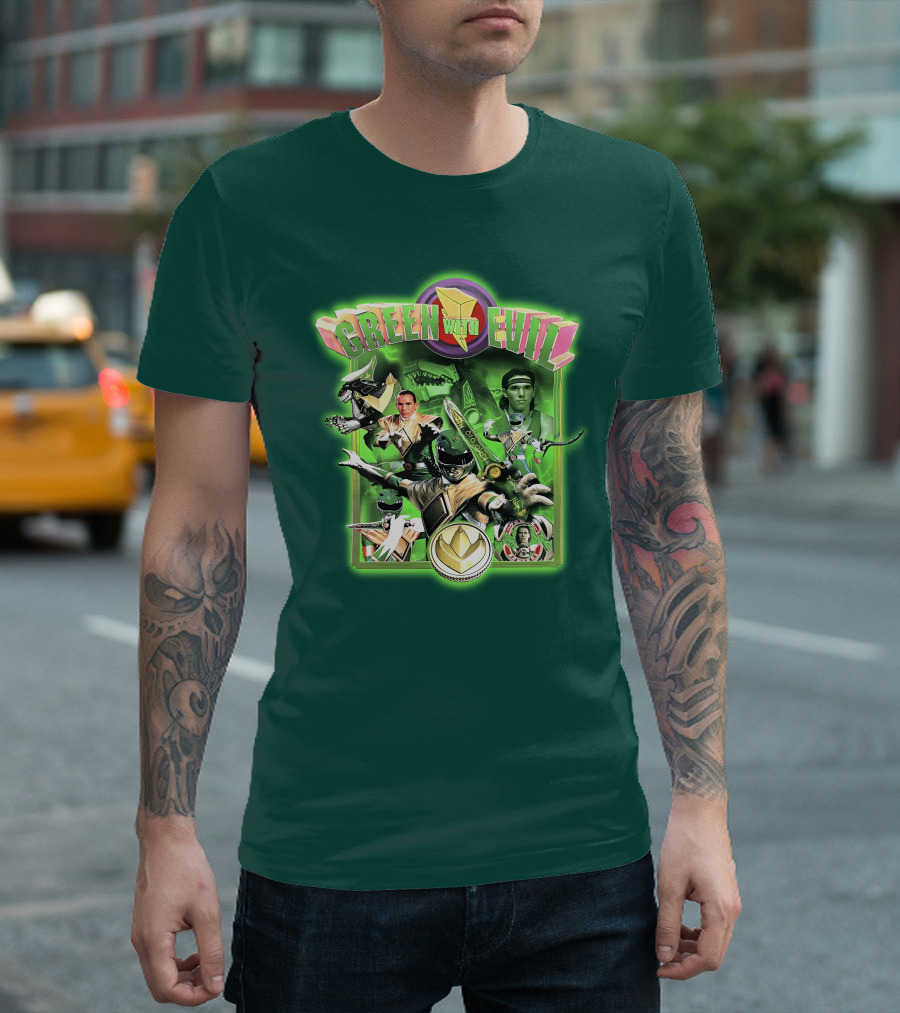 Green With Evil Mighty Morphin Power Rangers Iconic Characters and Symbols T-Shirt