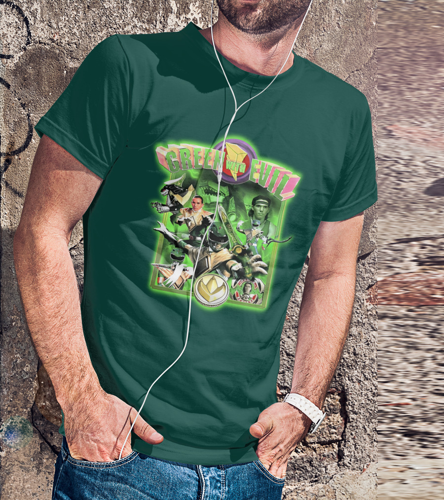 Green With Evil Mighty Morphin Power Rangers Iconic Characters And Symbols T-Shirt