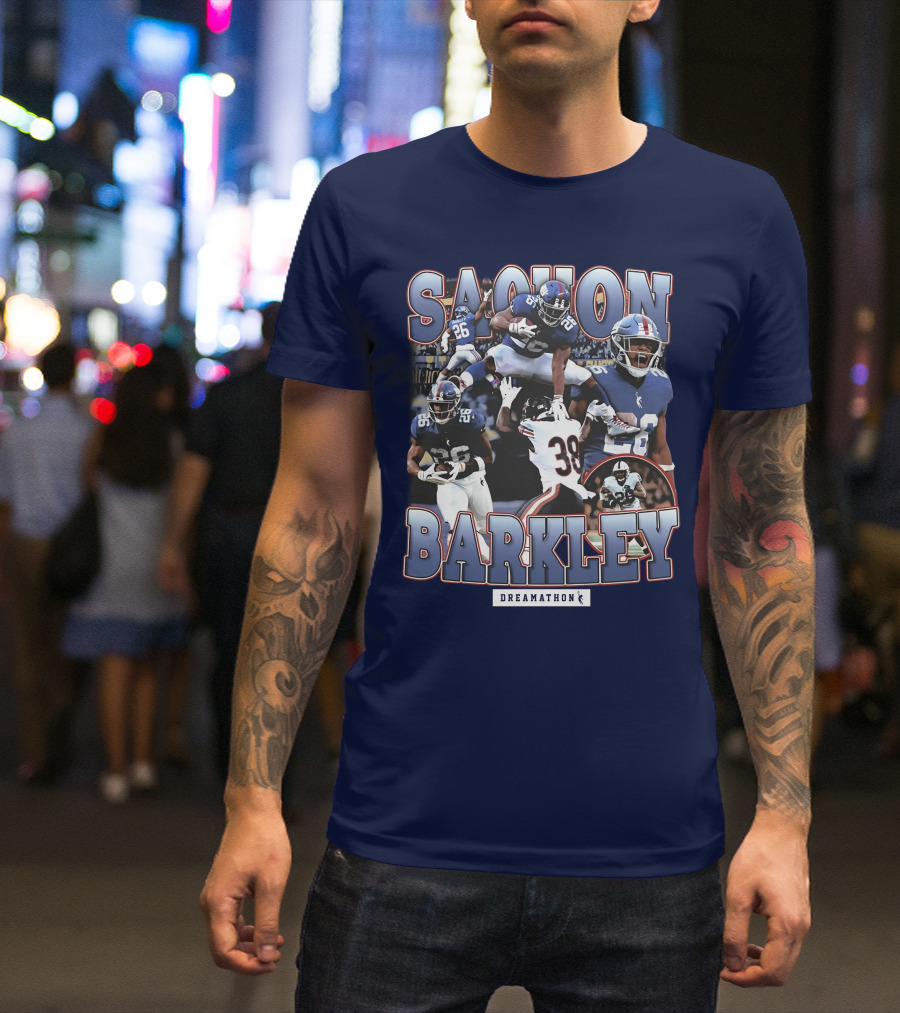 Saquon Barkley Dreamathon Giants Action Photos T-Shirt
