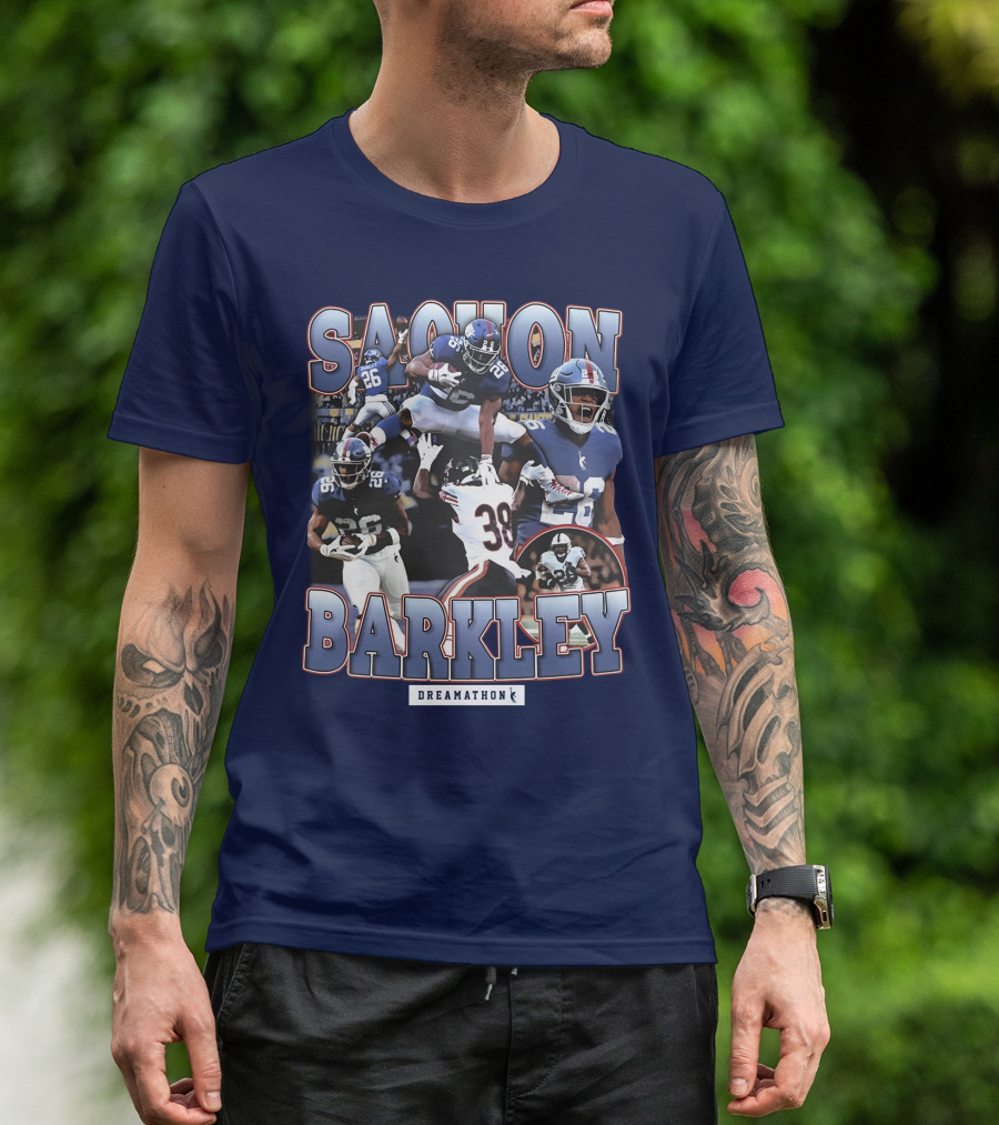 Saquon Barkley Dreamathon Giants Action Photos T-Shirt