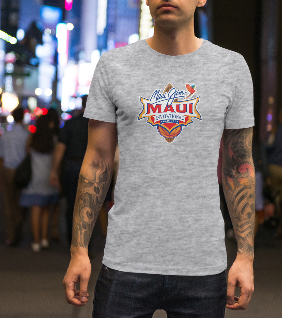 Maui Jim Invitational Chaminade Basketball Surfboard Logo עם תוכי T-Shirt