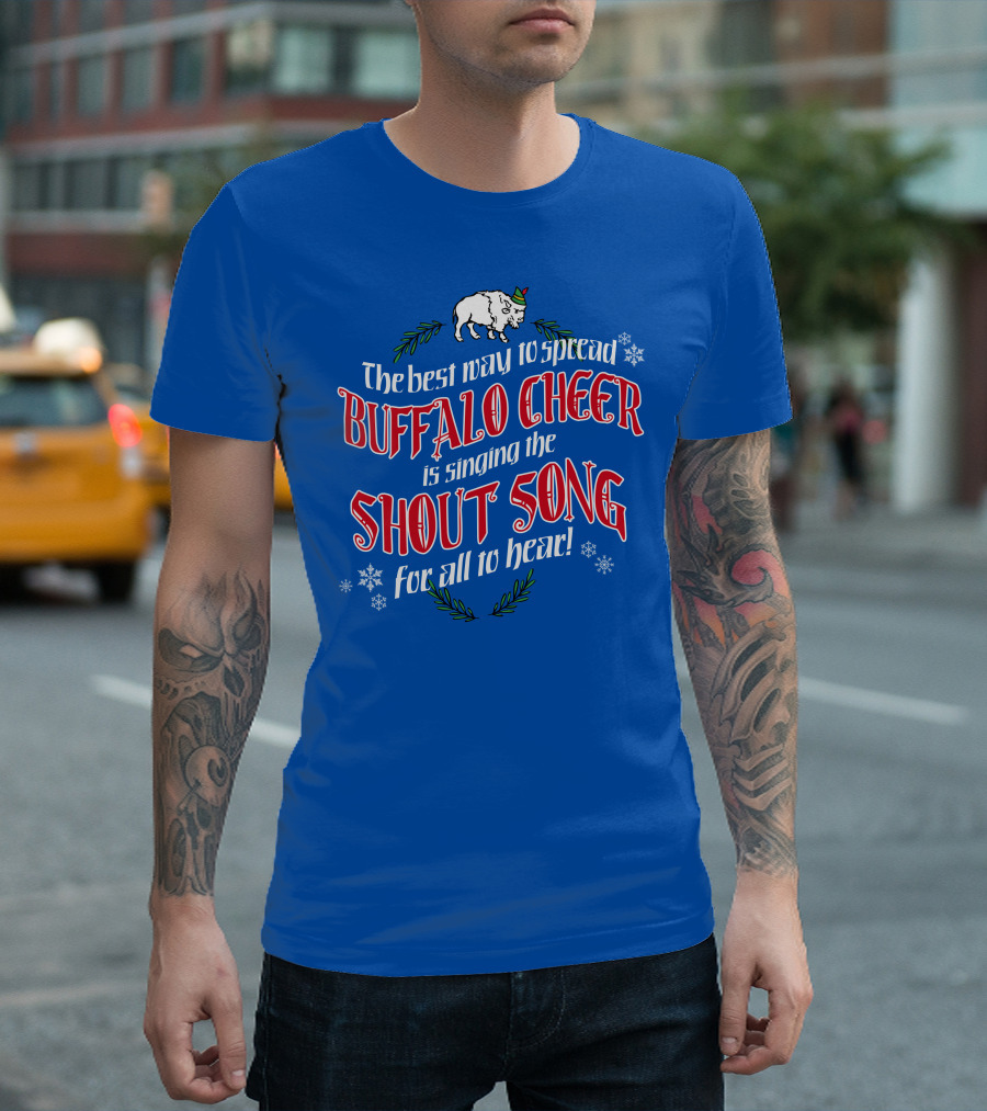 Buffalo Cheer with Shout Song Festive Buffalo Snowflakes T-Shirt