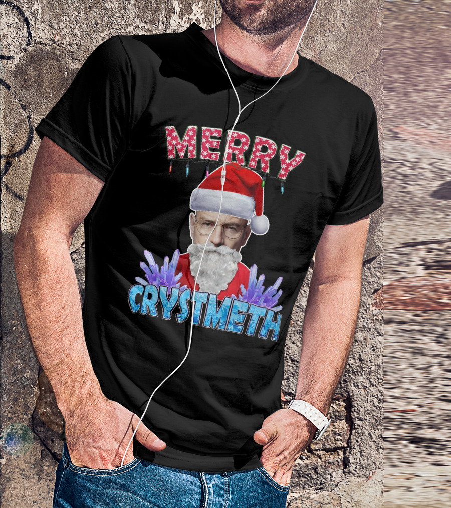 Merry Crystmeth Santa With Breaking Bad Inspired Elements T-Shirt