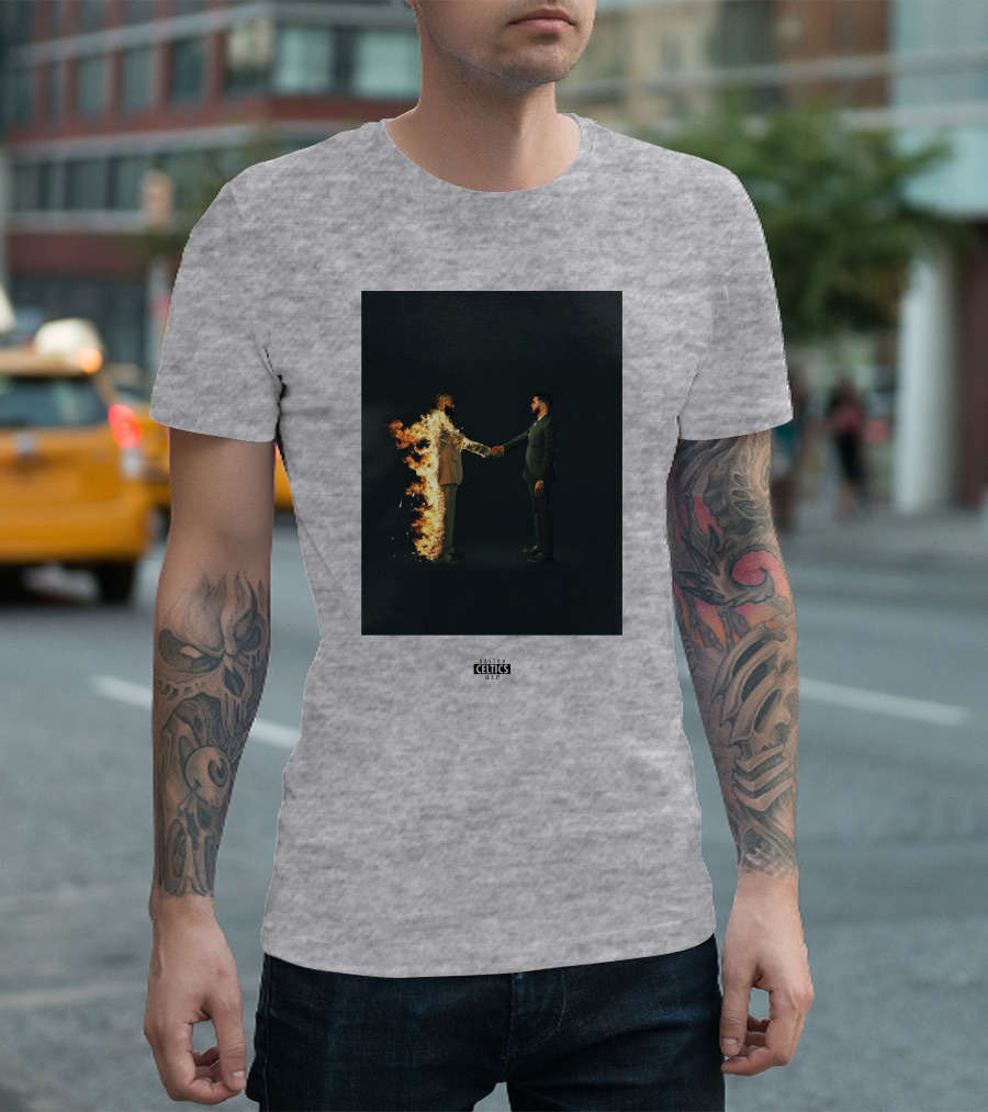 Boston Celtics Jayson Tatum Jaylen Brown Fire Handshake T-Shirt