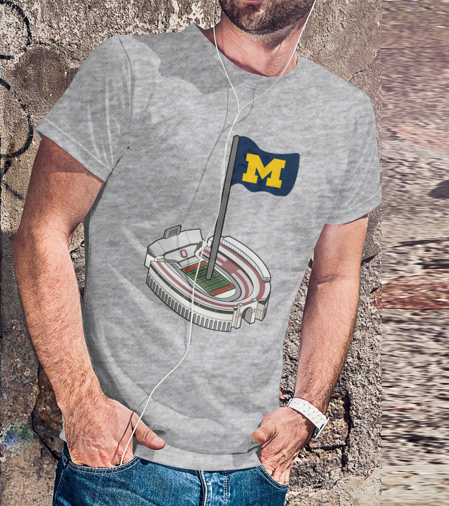 Michigan M Flag Over Rival Stadium T-Shirt