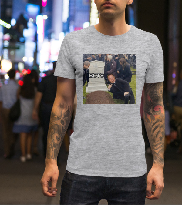 Elon Musk Bots Meme Graveyard Scene T-Shirt