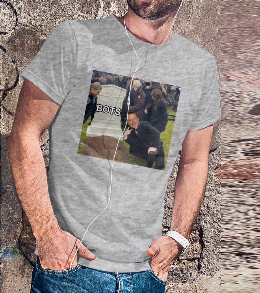 Elon Musk Bots Meme Graveyard Scene T-Shirt