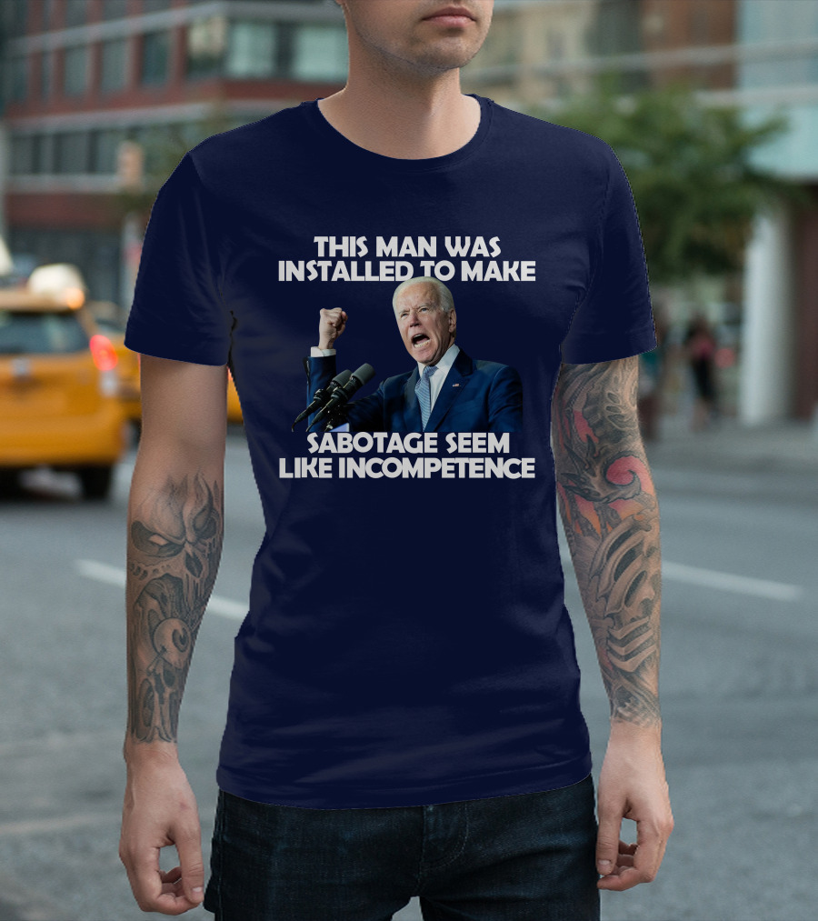 This Man Was Installed To Make Sabotage Seem Like Incompetence Fist Raised With Microphones T-Shirt