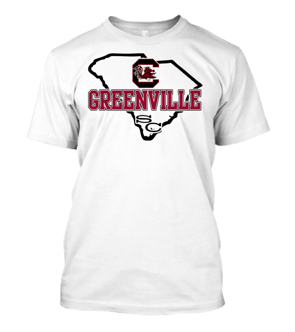 Greenville South Carolina Gamecocks Logo Map T-Shirt