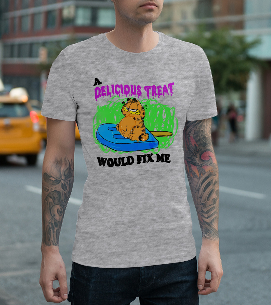 Garfield A Delicious Treat Would Fix Me Popsicle T-Shirt