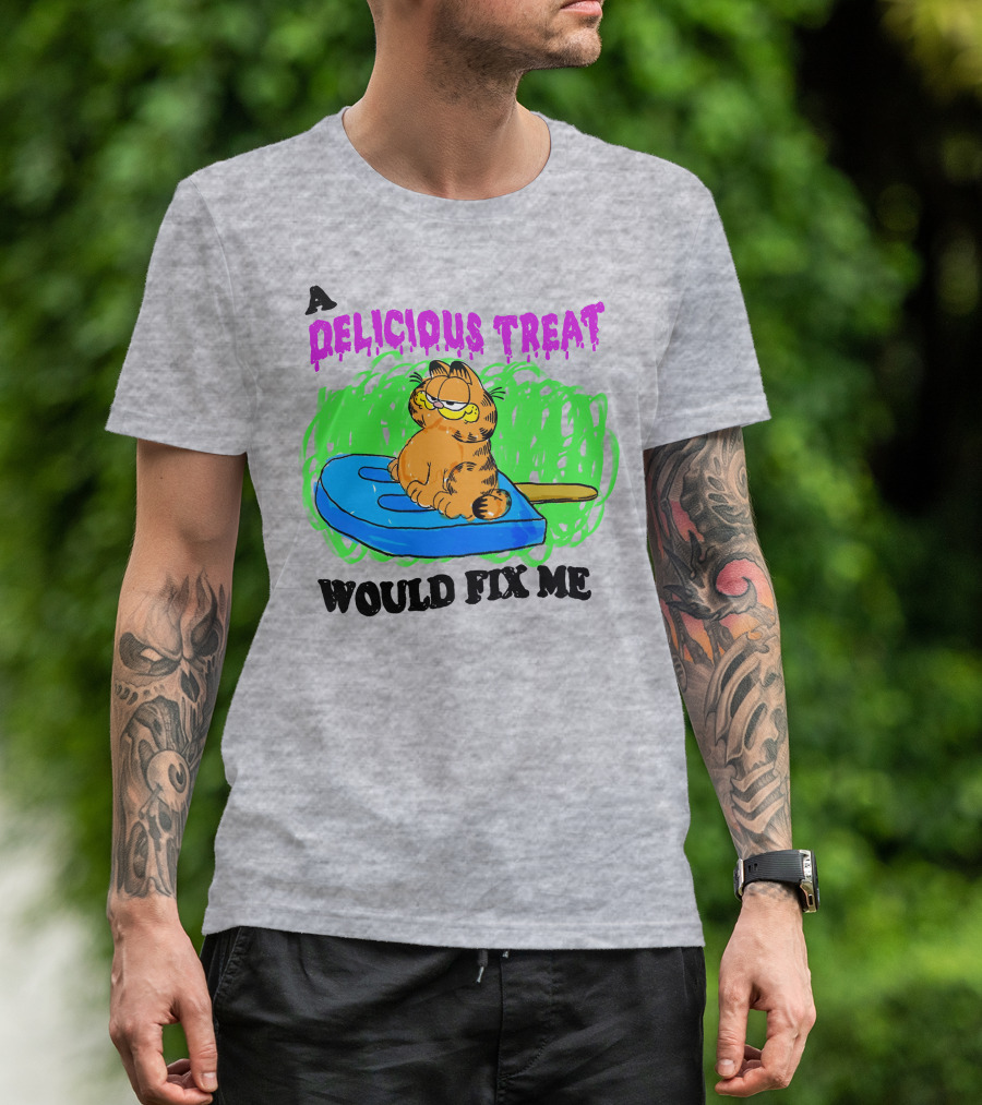 Garfield A Delicious Treat Would Fix Me Popsicle T-Shirt