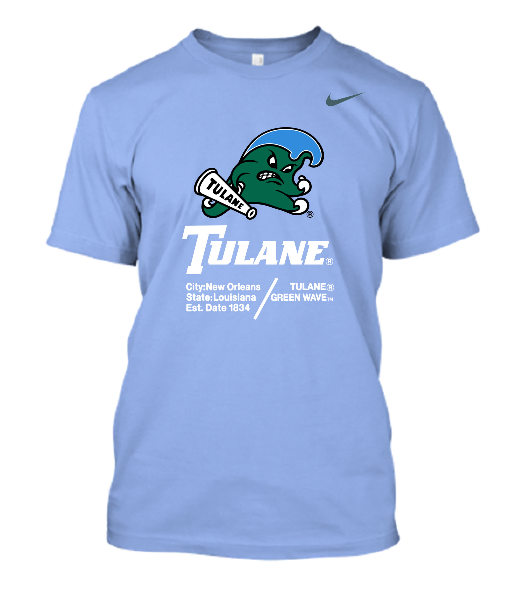 Tulane Green Wave New Orleans Louisiana Est 1834 T-Shirt