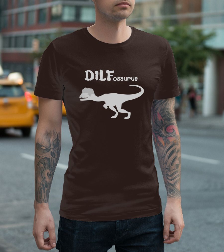 DILFosaurus Dinosaur Silhouette with Hairstyle T-Shirt