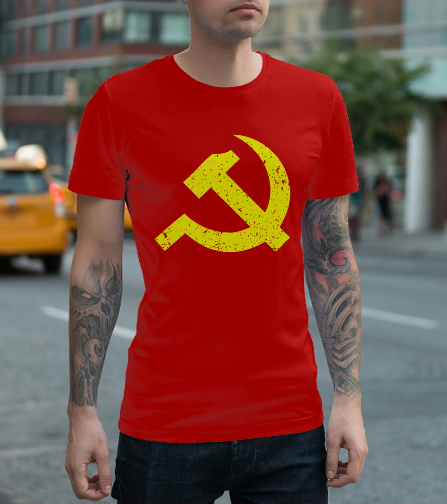Aaron Spacethug Hammer And Sickle Communist Party Flag T-Shirt