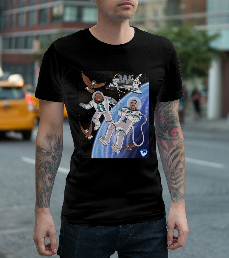 W 8-0 Astronauts With Eagles Flying High Baby TNF T-Shirt