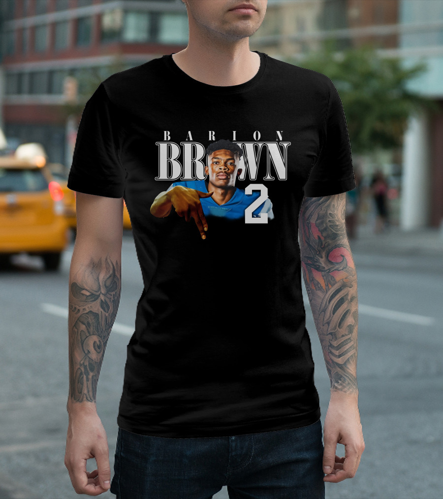 Barion Brown L’S Down Football Number 2 T-Shirt