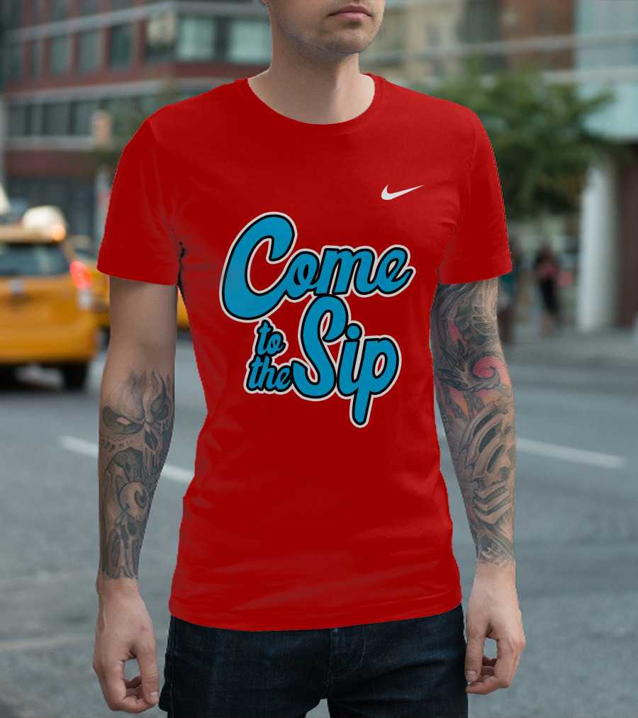 Kelvin Bolden Come to the Sip Red and Blue Script T-Shirt