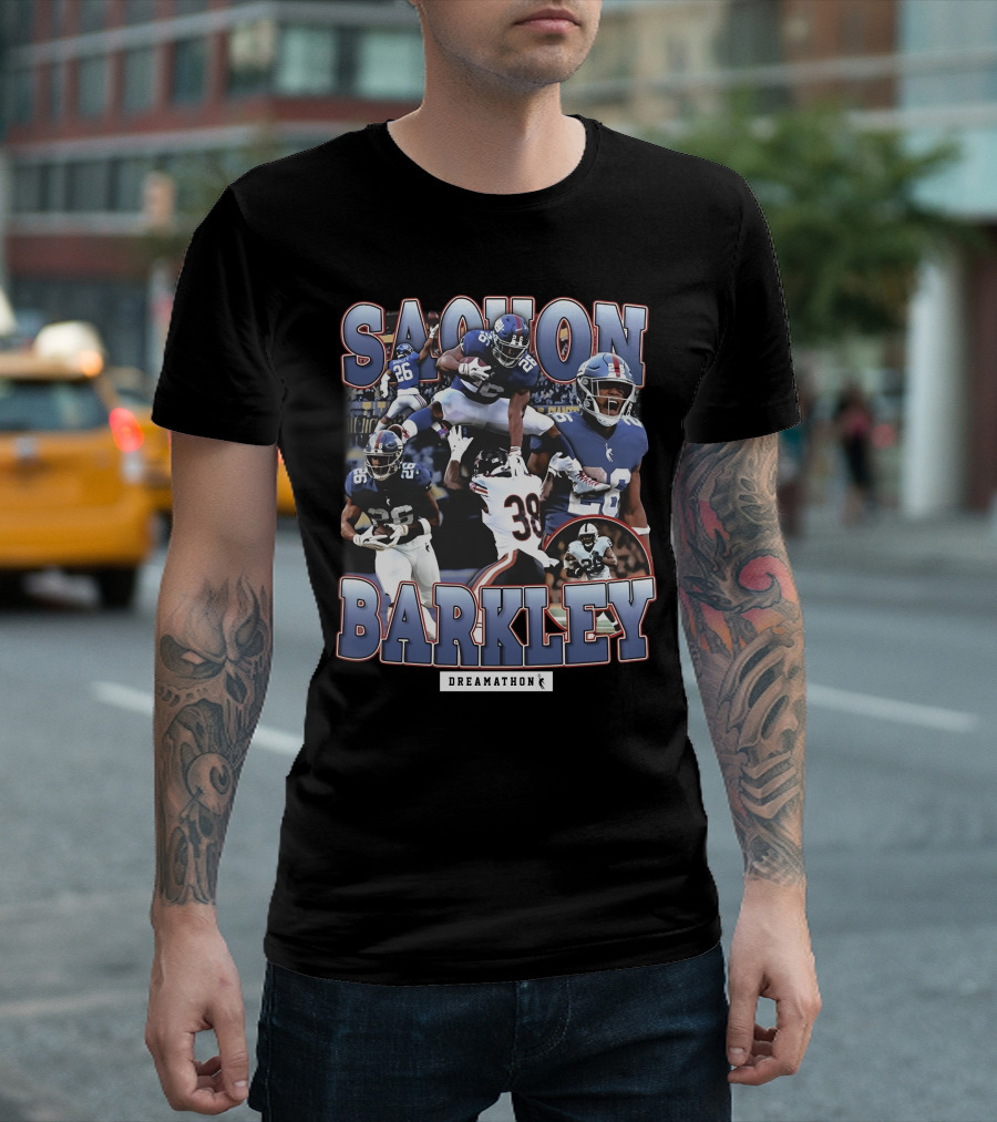 Sterling Shepard Wearing Saquon Barkley Dreamathon NFL Giants Football Collage T-Shirt