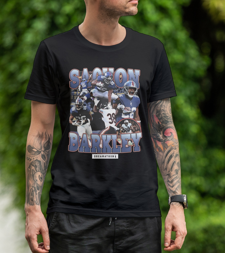Sterling Shepard Wearing Saquon Barkley Dreamathon NFL Giants Football Collage T-Shirt