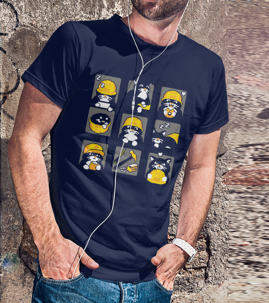 Rawpaw Ink Store Cats With Jobs Construction Workers Icons T-Shirt