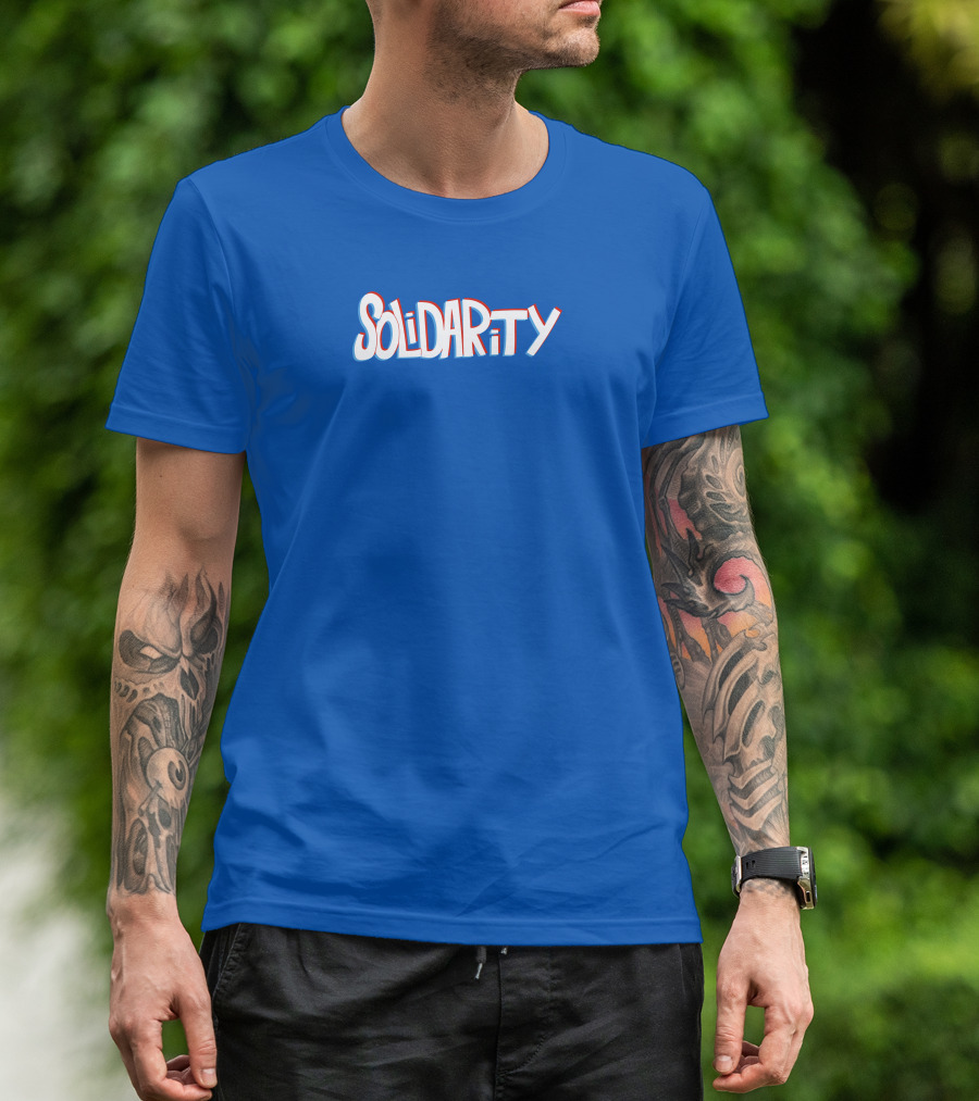 Solidaritycouk Solidarity Dyed Blue Text T-Shirt