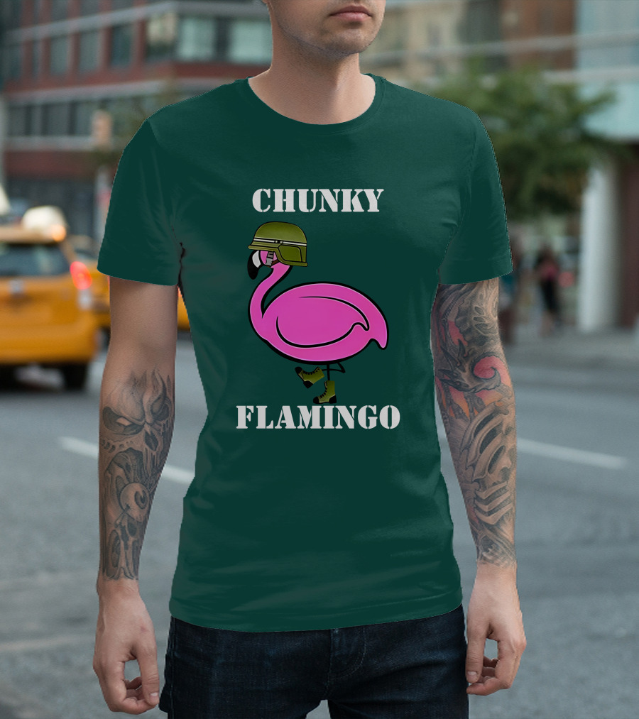 Chunky Flamingo Military Gymlifeanimal Boots Helmet T-Shirt