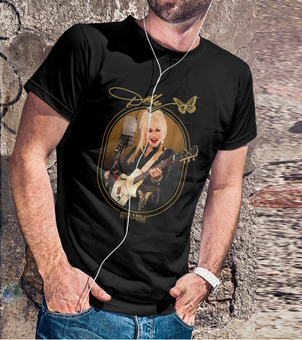 Dolly Parton Rock And Roll Hall Of Fame With Guitar And Microphone T-Shirt