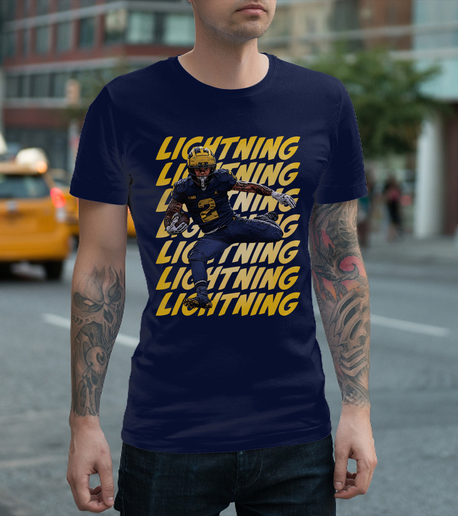Lightning University Of Michigan Football Blake Corum Valiant Mden Merch T-Shirt