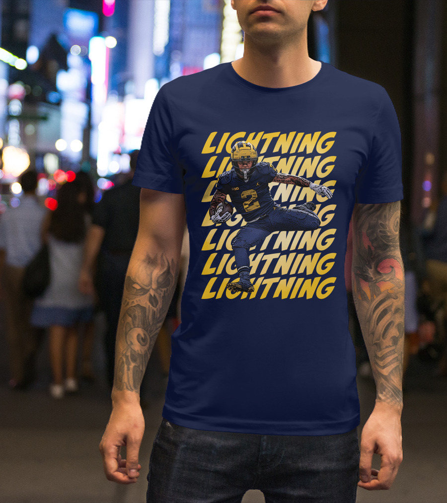 Lightning University Of Michigan Football Blake Corum Valiant Mden Merch T-Shirt