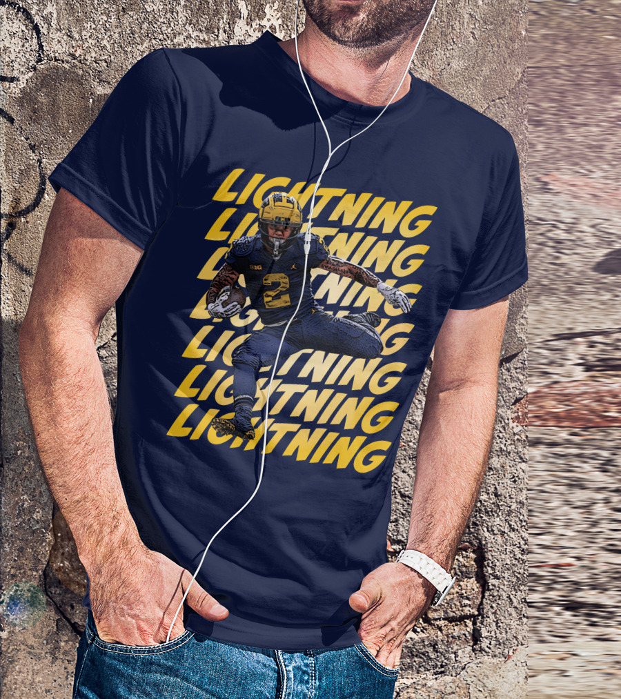 Lightning University Of Michigan Football Blake Corum Valiant Mden Merch T-Shirt
