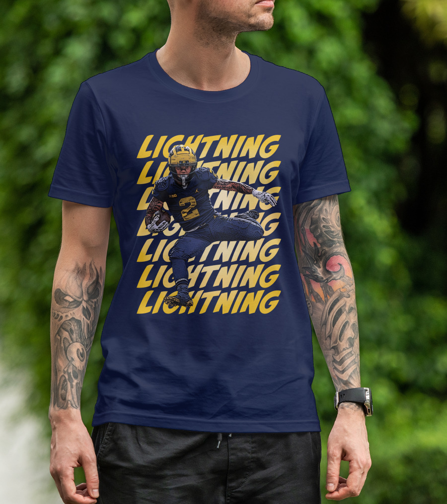 Lightning University Of Michigan Football Blake Corum Valiant Mden Merch T-Shirt