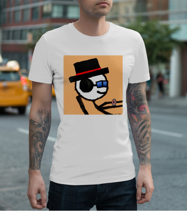 Sartoshi Mfers Stick Figure With Hat Blue Glasses Red Watch T-Shirt