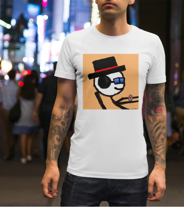 Sartoshi Mfers Stick Figure With Hat Blue Glasses Red Watch T-Shirt