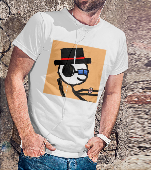 Sartoshi Mfers Stick Figure With Hat Blue Glasses Red Watch T-Shirt