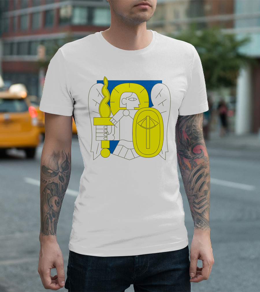 Saintjavelin Merch Kyiv Archangel Torch Shield Emblem T-Shirt