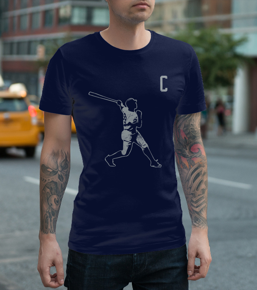 Jomboymedia Shop The C Baseball Silhouette Batter 8 Navy T-Shirt