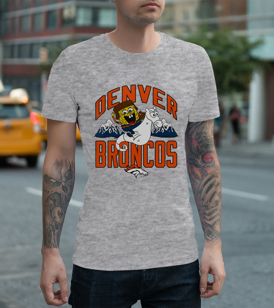 Denver Broncos Homage X Spongebob Men's Fanatics Gray Pro Shop T-Shirt