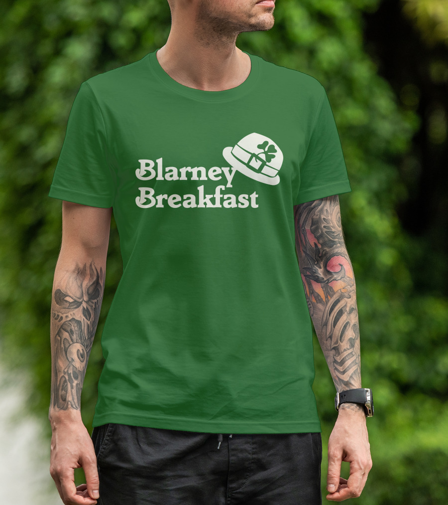 Blarney Breakfast Leprechaun Hat Shamrock Green T-Shirt