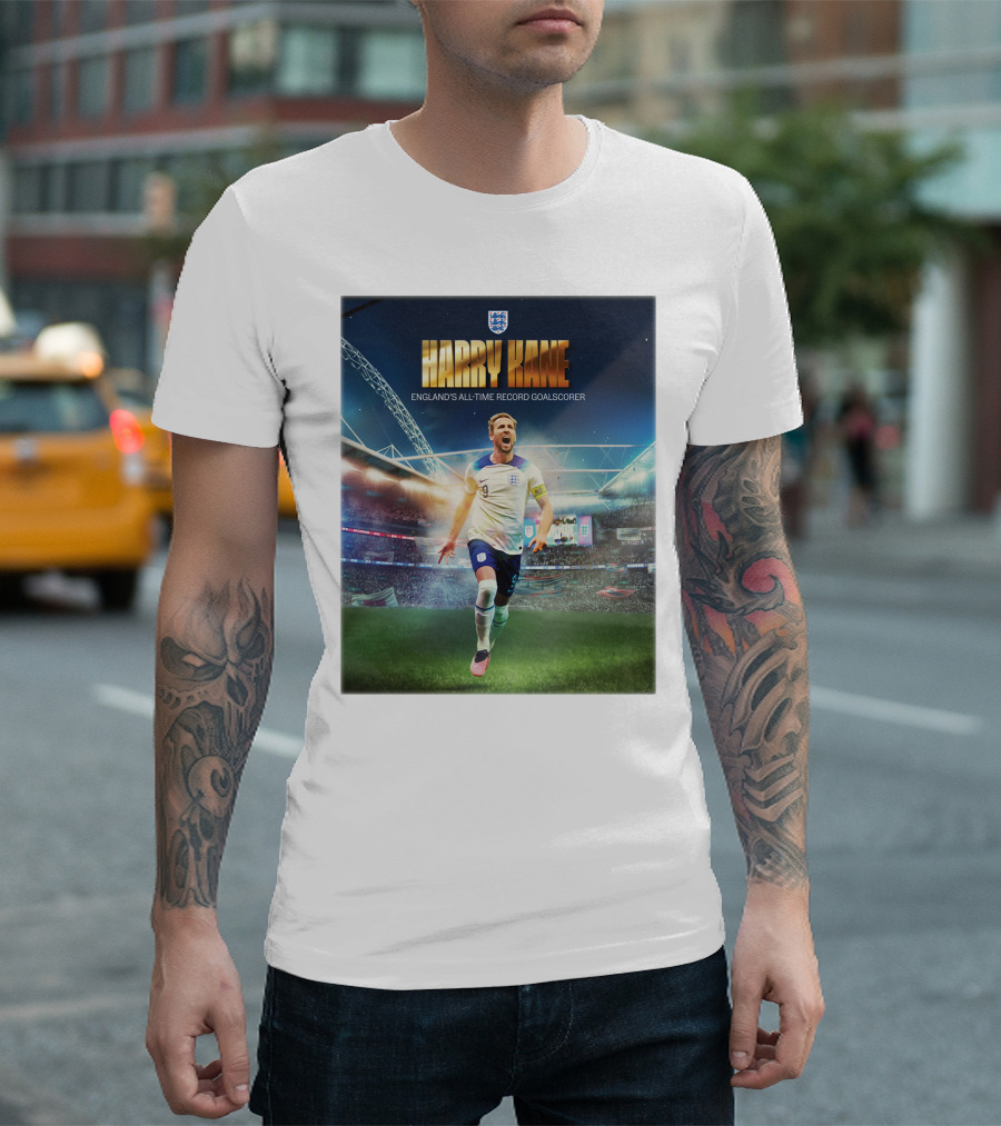 Harry Kane England's All-Time Record Goalscorer Wembley Stadium Celebration Footballer T-Shirt