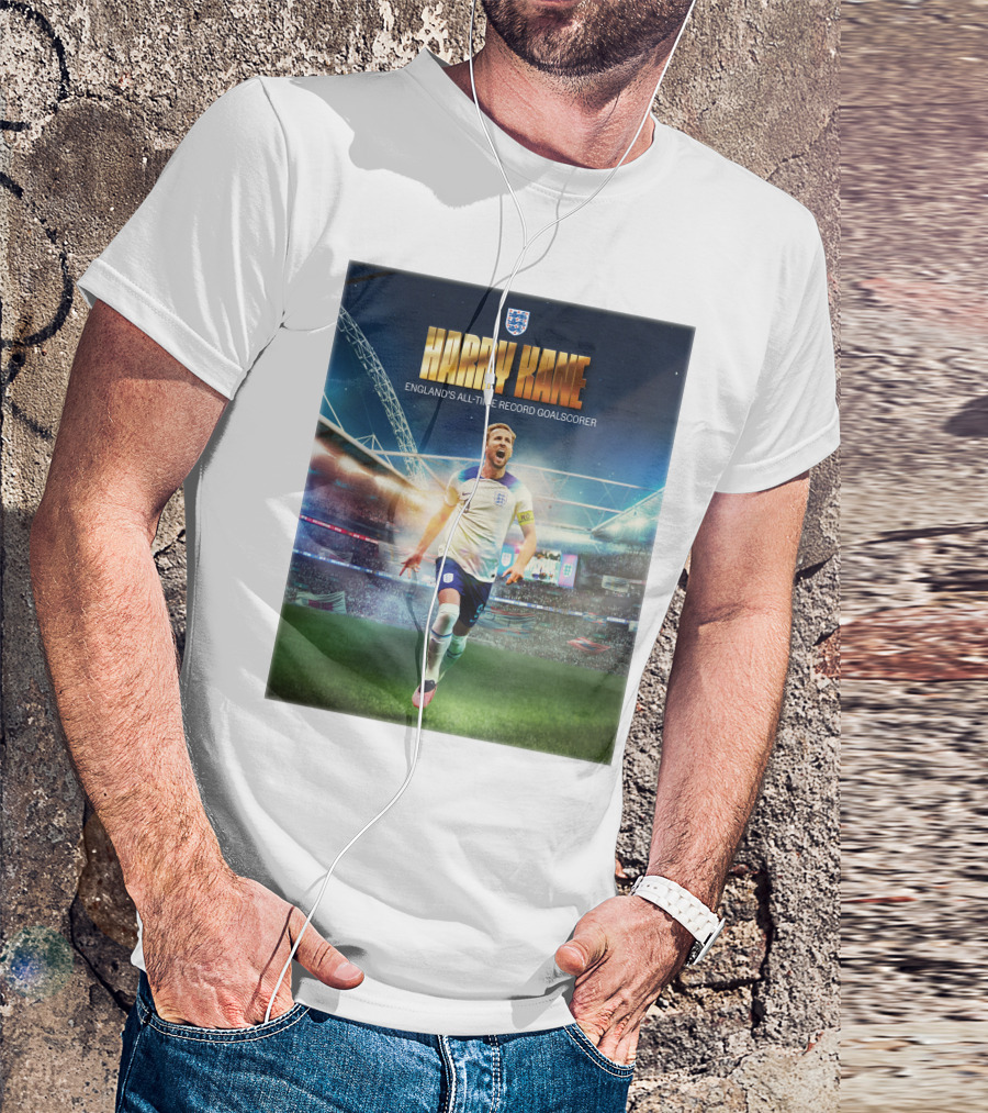Harry Kane England's All-Time Record Goalscorer Wembley Stadium Celebration Footballer T-Shirt